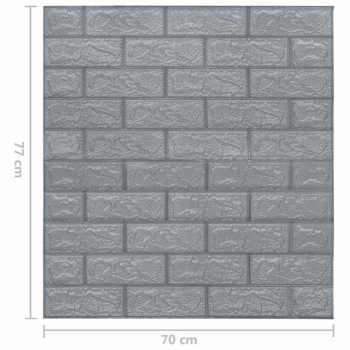 3D тапети Тухли, самозалепващи се, 40 бр, антрацит
