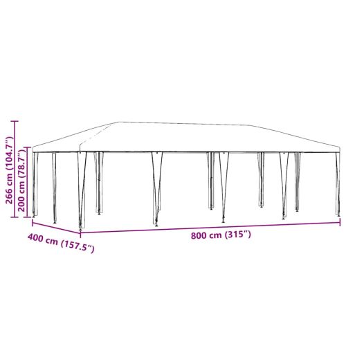 Парти шатър Антрацит 800 x 400 x 266 см Полиетилен и стомана