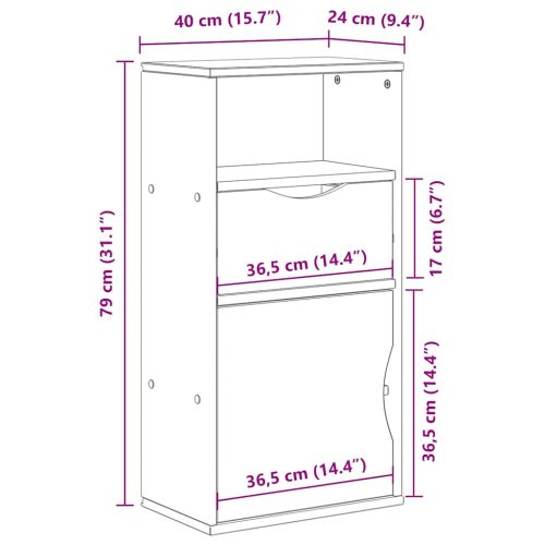 Страничен шкаф с чекмедже ODDA White 40x24x79 cm