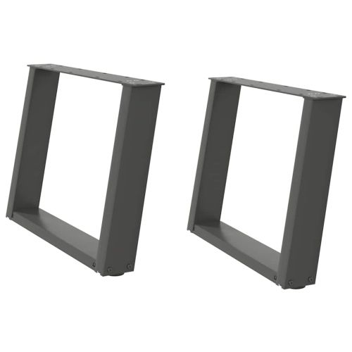 Крака за масичка за кафе, U-образни, 2 бр., антрацит, 60 x (42-43) см, стомана