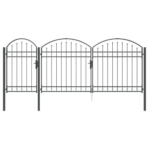 Врата за ограда с аркиран връх ASSEN 400 x 100 cm Стомана Сив