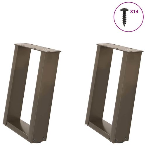 Крака за масичка за кафе, U-образни, 2 бр., естествена стомана, 38 x (42-43) см, стомана