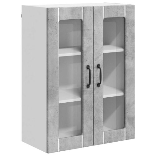 Стенен стъклен шкаф LUCCA Бетонно сиво 60 x 31 x 80 см