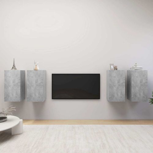 ТВ шкафове, 4 бр, бетонно сиви, 30,5x30x60 см, инженерно дърво