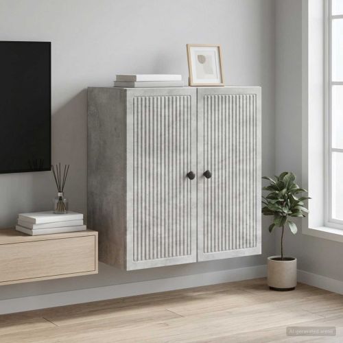Стенно шкафче Бетонно сиво 59 x 31 x 60 см Инженерна дървесина