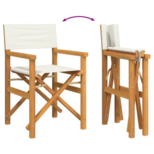 Сгъваем режисьорски стол, кремав, масивно тиково дърво