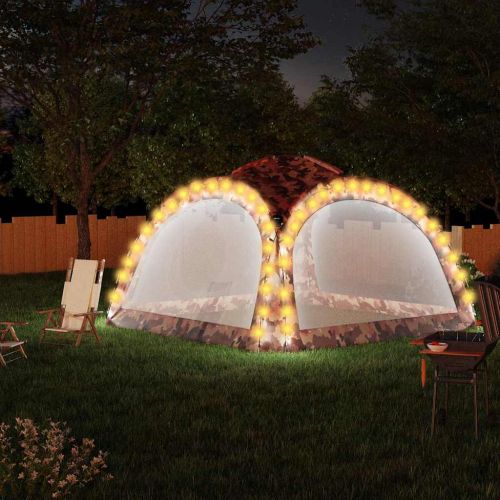 Парти шатра с LED и 4 стени, 3,6x3,6x2,3 м, камуфлаж