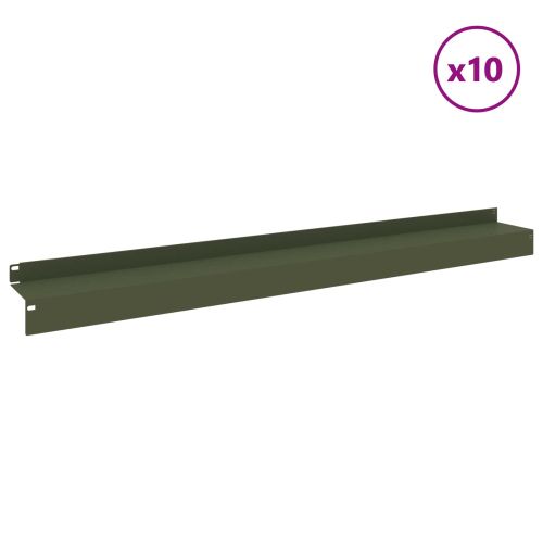 Ограда за трева 10 бр. 100 x 10 x 8 см Стомана Маслиненозелено