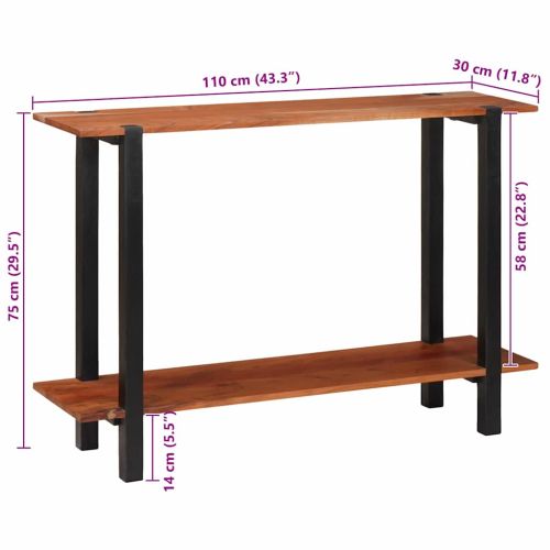 Конзолна маса с рафт Кафяв и черен 110 x 30 x 75 см