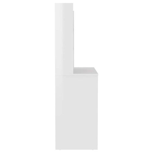 Тоалетка с LED лампи, 100x40x135 см, МДФ, сияйно бяло