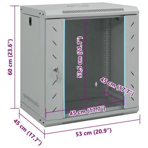Мрежов кабинет със съхранение Сив 53 x 45 x 60 см Стомана