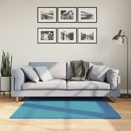 Килим OVIEDO с къс косъм, тюркоаз, 120x120 см