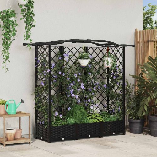 Повдигнато легло с решетка и покривка Черно 163 x 40 x 123 см