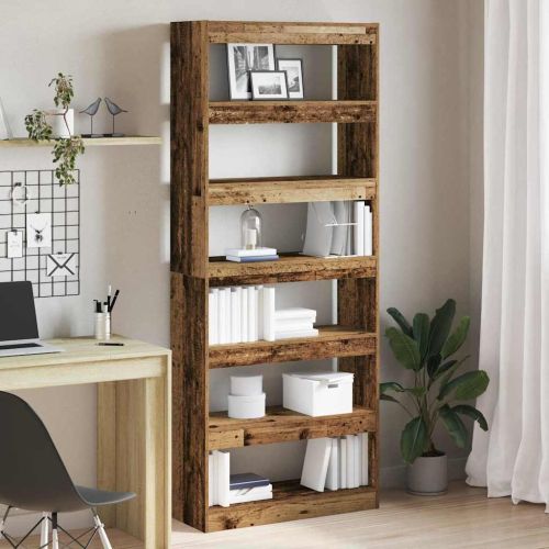 Шкаф за книги 6 нива 80 x 30 x 198 см Инженерна дървесина