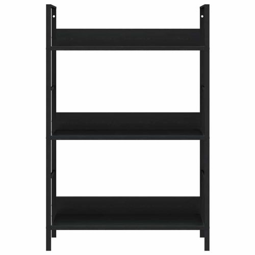 Библиотека с 3 рафта, черна, 60x27,6x90,5 см, инженерно дърво