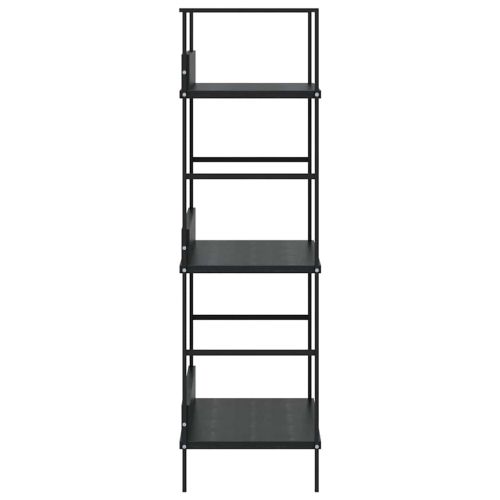 Библиотека с 3 рафта, черна, 60x27,6x90,5 см, инженерно дърво