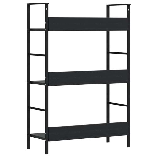 Библиотека с 3 рафта, черна, 60x27,6x90,5 см, инженерно дърво