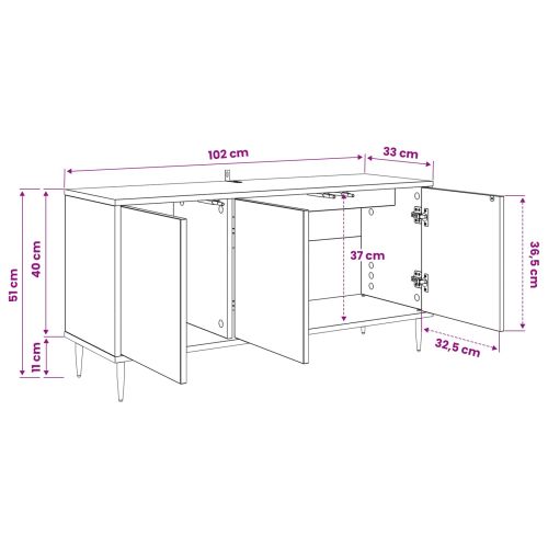 ТВ шкаф MAINZ 102 x 33 x 51 см Черен дъб Инженерна дървесина