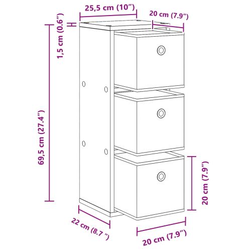 Служебен шкаф с чекмедже Черния дъб 25,5 x 22 x 69,5 см