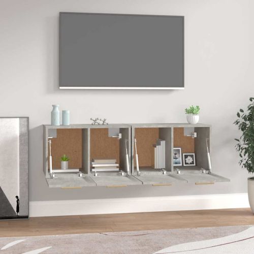 Стенни шкафове 2 бр бетонно сиви 60x36,5x35 см инженерно дърво