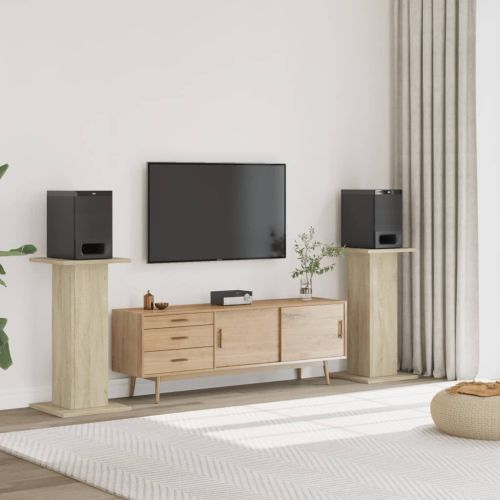 Стойки за тонколони 2 бр сонома дъб 30x30x80 см инженерно дърво