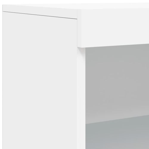Сайдборд с LED светлини, бял, 60,5x37x100 см