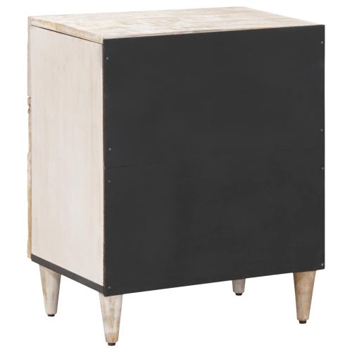 Леглов шкаф Бяло 50 x 33 x 60 см Солидно мангово дърво