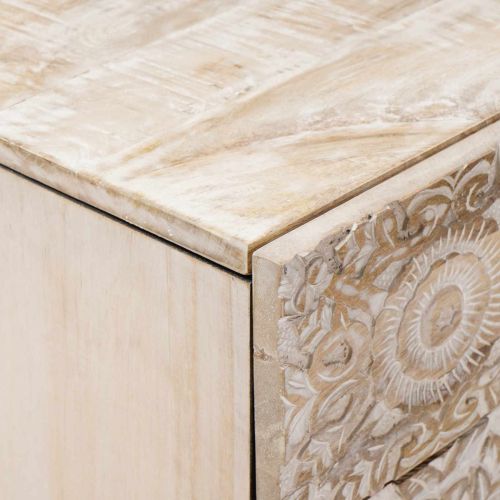 Леглов шкаф Бяло 50 x 33 x 60 см Солидно мангово дърво