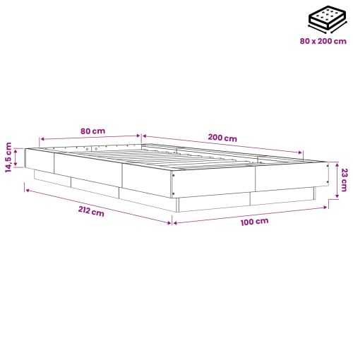 Подматрачно легло Дъб сонома 80 x 210 cm Инженерна дървесина