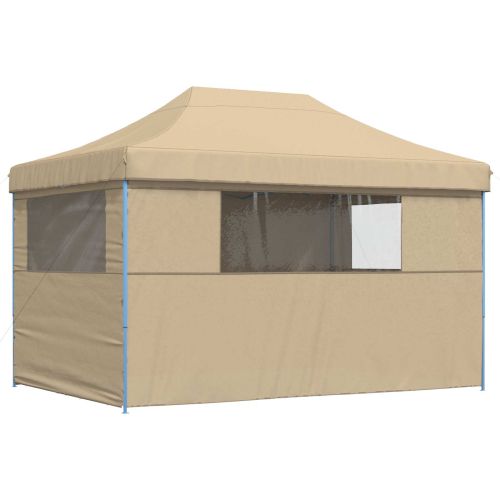 Парти шатър 279 x 410 x 315 см Бежово Оксфордска тъкан