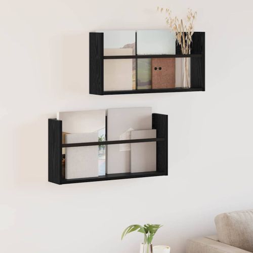 Етажерка за списания с рафт 2 бр. Черния дъб 60 x 12 x 30 см