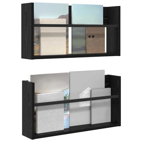 Етажерка за списания с рафт 2 бр. Черния дъб 60 x 12 x 30 см