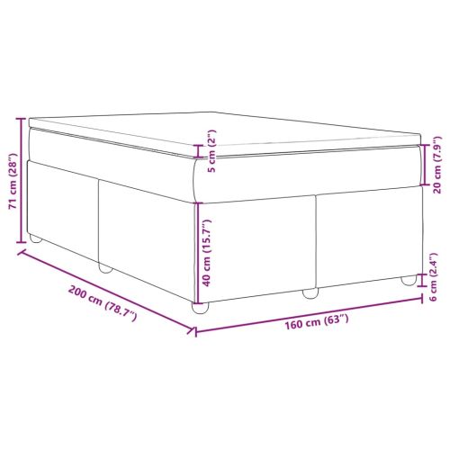 Боксспринг легло с матрак, тъмнокафяво, 160x200 см, плат