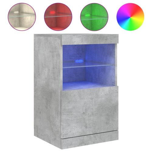 Сайдборд с LED светлини, бетонно сив, 41x37x67 см