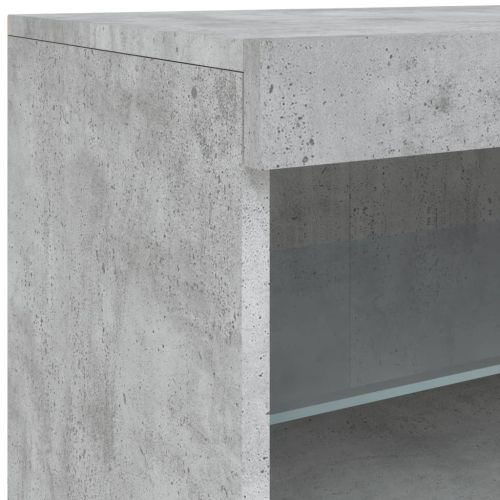 Сайдборд с LED светлини, бетонно сив, 41x37x67 см