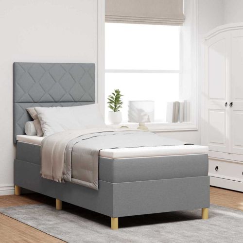 Легло с пружинирана основа Светлосиво 100 x 200 cm текстил