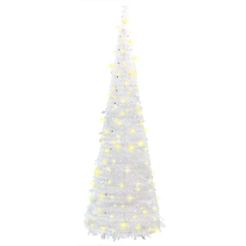 Изскачаща изкуствена коледна елха 150 LED светлини бяла 180 см