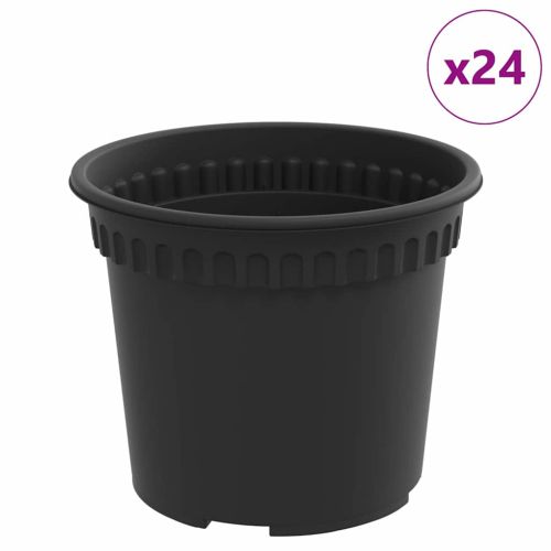 Кръгла саксия за цветя 24 бр. Черно Ø 12,5 x 10 см Пластмаса