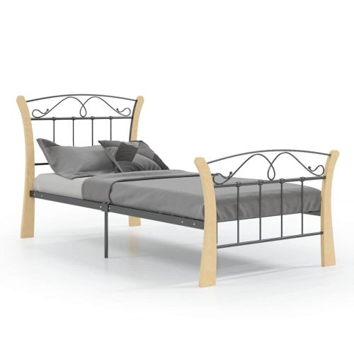 Рамка за легло, черна, метал, 90x200 см