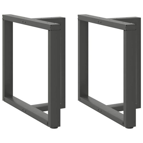 Крака за трапезна маса, Т-образни, 2 бр., антрацит, 70x35x(72-73) см, стомана