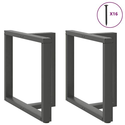 Крака за трапезна маса, Т-образни, 2 бр., антрацит, 70x35x(72-73) см, стомана