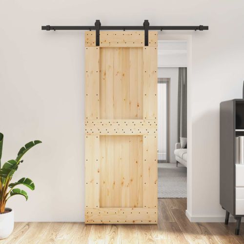 Преплъзваща се врата Естествено и черно 80 x 210 cm