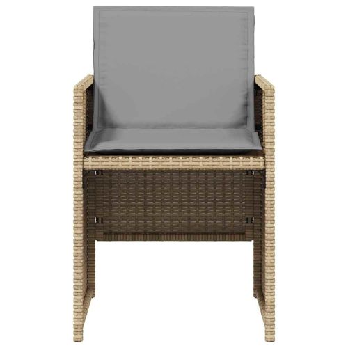 Градински столове с възглавници, 4 бр, бежови полиратан