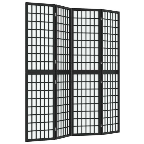 Параван за стая, 4 панела, японски стил, 160х170 cм, черен