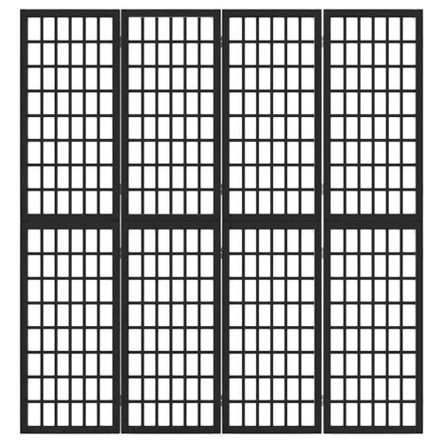 Параван за стая, 4 панела, японски стил, 160х170 cм, черен