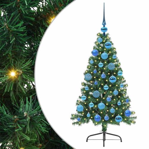 Изкуствена коледна елха с подсветка Зелен 120 cm ПВЦ