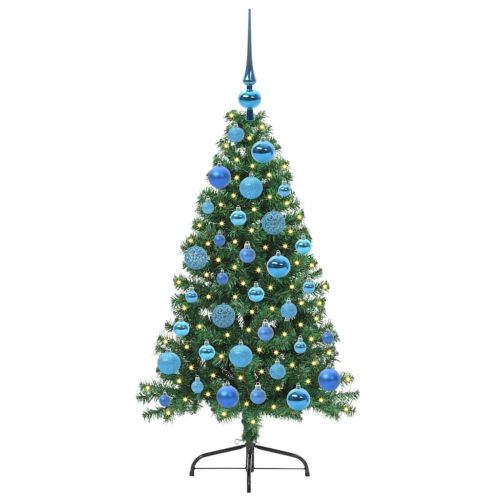 Изкуствена коледна елха с подсветка Зелен 120 cm ПВЦ