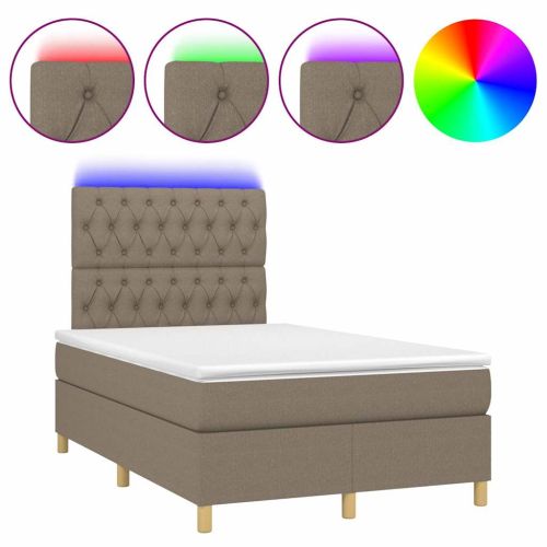 Боксспринг легло с матрак и LED, таупе, 120x200 см, плат