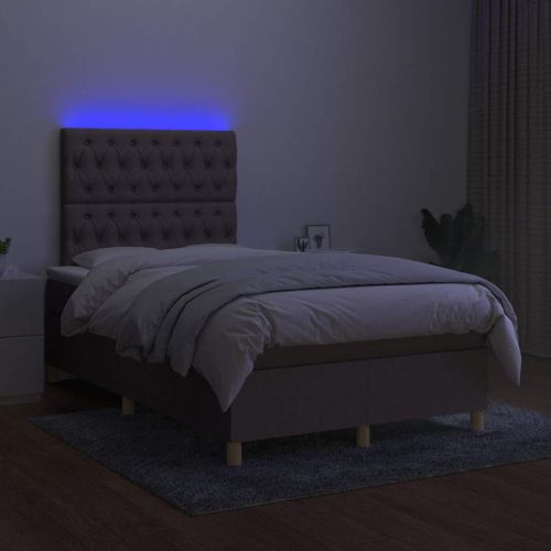 Боксспринг легло с матрак и LED, таупе, 120x200 см, плат