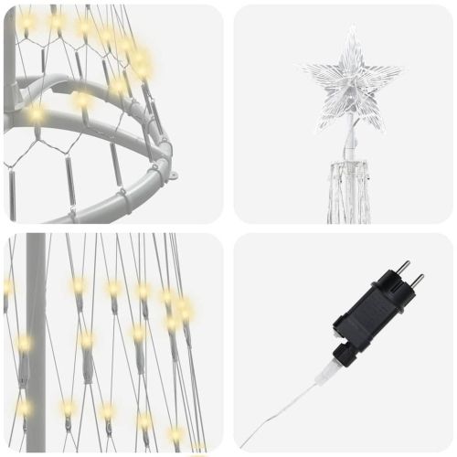 LED Коледна Елха Топло бяло 51 х 51 х 190 см Метал